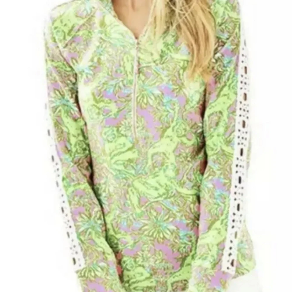 Lilly Pulitzer Skipper With Lace Pop Up Chimply Chic XS Green Monkey Popover - Picture 2 of 4